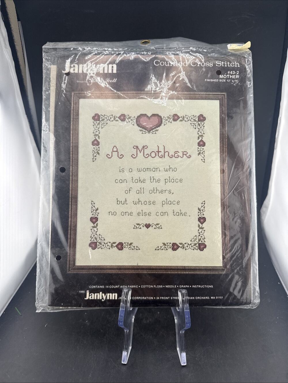VTG 1985 Janlynn A Mother Counted Cross Stitch Kit 43-2 Mary Scott Poem NOS NEW